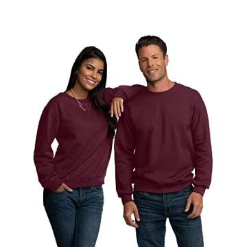 Fruit of the Loom Men's Moisture Wicking Eversoft Fleece Sweatshirt, Maroon, Medium