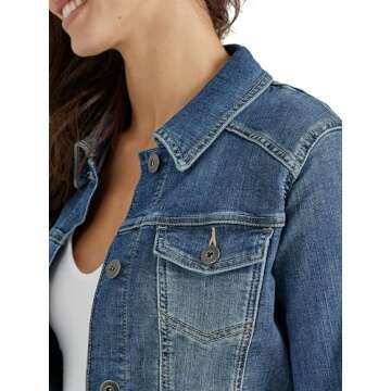 Wrangler Authentics Women's Stretch Denim Jacket, Blue, Small