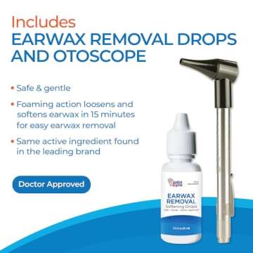 WaxBgone Earwax Removal Kit - Fast, Gentle, and Effective Ear Wax Removal Kit – Dissolve and Remove Earwax at Home - Includes Earwax Softening Drops, 10 SoftSpray Reusable Irrigation Tips, Otoscope