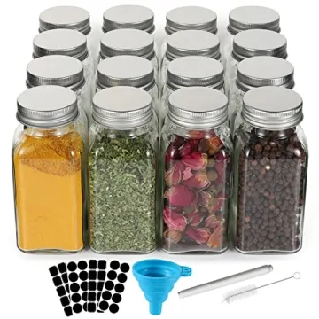16 Pack 6 oz Glass Spice Jars - Perfect Kitchen Tool with Labels and Funnel