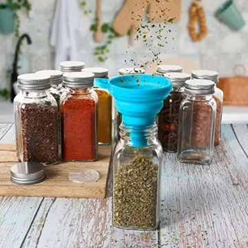 16 Pack Glass Spice Jars with 80 Labels and Funnel