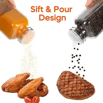 16 Pack Glass Spice Jars with 80 Labels and Funnel