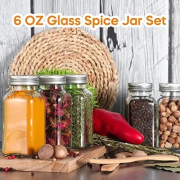 16 Pack Glass Spice Jars with 80 Labels and Funnel