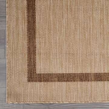 LuuL Home Bordered Outdoor Rug 5x7 Washable Outside Carpet for Indoor Patio Porch Waterproof Easy Cleaning Non Shedding Area Rugs Jute Beige - Nut Brown 5 x 7