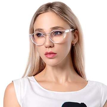 TOREGE Safety Glasses, Anti Fog Safety Glasses with Eye Protection Clear Lens Stylish Blue Light Blocking Glasses Light And Comfortable,Protective Eyewear Glasses For Nurses(Transparent)