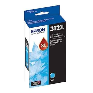 EPSON 312 Claria Photo HD Ink High Capacity Cyan Cartridge for Vibrant Prints