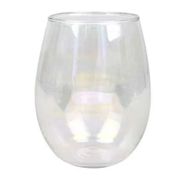 Top Shelf Decorative Pearl Luster Stemless Wine Glass Set with Gift Box, For Red or White Wine, Uniq...