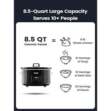 KOOC 8.5-Quart Programmable Slow Cooker for Easy Cooking