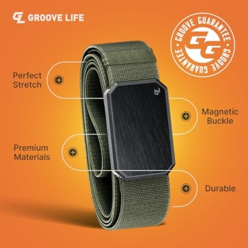 Groove Life Men's Stretchable Nylon Groove Belt - Adjustable Black and Green