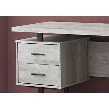 Monarch Specialties Computer Desk with Drawers - Contemporary Style - Home & Office Computer Desk with Metal Legs - 60"L (Grey Reclaimed Wood Look)