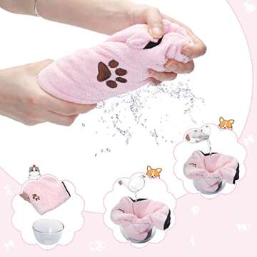 Tegeme 4 Pack Dog Towels for Drying Microfiber Soft Absorbent Pet Bath Towel Dog Drying Grooming Cloth with Embroidered Paw for Pet Cat Bathing Grooming(35 x 20 Inch,Blue, Pink)