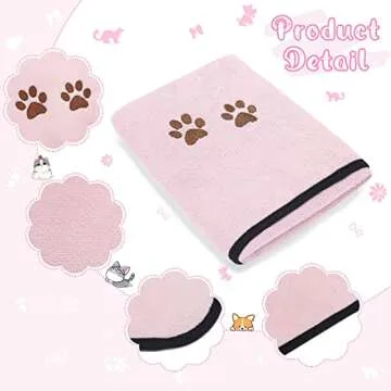 Tegeme 4 Pack Dog Towels for Drying Microfiber Soft Absorbent Pet Bath Towel Dog Drying Grooming Cloth with Embroidered Paw for Pet Cat Bathing Grooming(35 x 20 Inch,Blue, Pink)