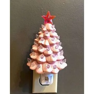 Decorative Ceramic Christmas Tree Night - Pink