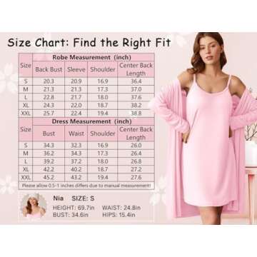 Ekouaer Women’s Nightgown and Robe Set - Soft Sleepwear