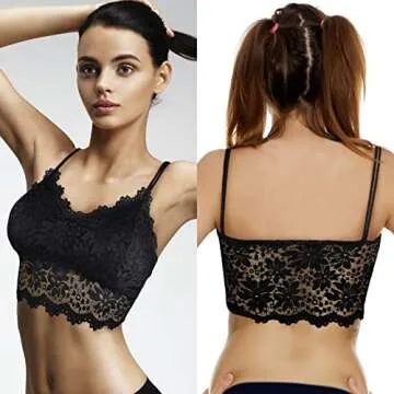 Duufin 5 Pcs Lace Bralette Padded Lace Bandeau Bra with Straps for Women Girls, S-M