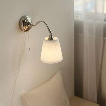 E14 Fabric Wall Lamp with Pull Chain for Home Decor