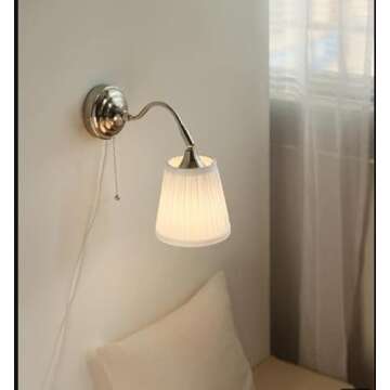 E14 Fabric Wall Lamp with Pull Chain for Home Decor