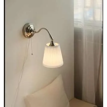 E14 Fabric Wall Lamp with Pull Chain for Home Decor