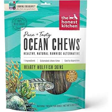 Pet Faves (3 Pack of 6oz) The Honest Kitchen Wolffish Ocean Chews Grain Free Dog Chew Treats – Nat...
