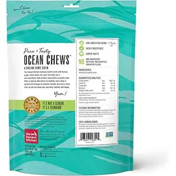 Pet Faves (3 Pack of 6oz) The Honest Kitchen Wolffish Ocean Chews Grain Free Dog Chew Treats – Natural Human Grade Dehydrated Fish Skins (6 oz Each) with 10ct Wipes