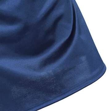 ZAFUL Women's Satin Sleeveless Spaghetti Strap Mini Dress Sexy Slip Cowl Neck Silky Cocktail Party Dresses(Navy Blue-F, M)