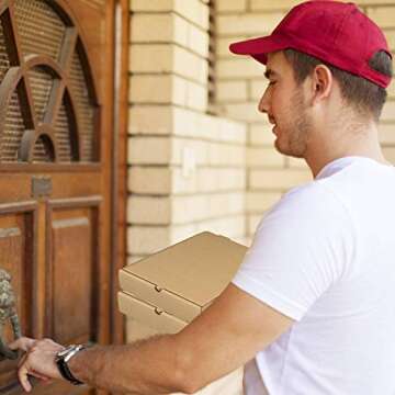 15 Pcs Pizza Boxes, Lainrrew Kraft Corrugated Pizza Boxes Takeaway Cardboard Boxes Take Out Food Con...