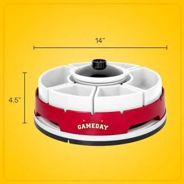 Nostalgia Gameday Heated Slow Cooker and Lazy Susan Serving Set for Parties, Fondue Pot for Dips and Nachos, Red/White
