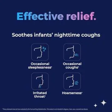 KinderMed Infants' Nighttime Cough, Organic Agave Syrup, English Ivy Leaf Extract, Chamomile Tea Extract, No Dyes, No Artificial Flavors or Sweeteners, Ages 2 Months+, Natural Cherry Flavor (2 Fl Oz)