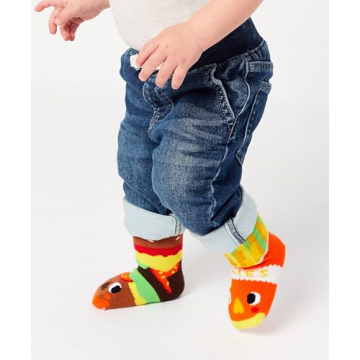 Pals Burgers & Fries Kids Crew Socks Non-Slip Fun