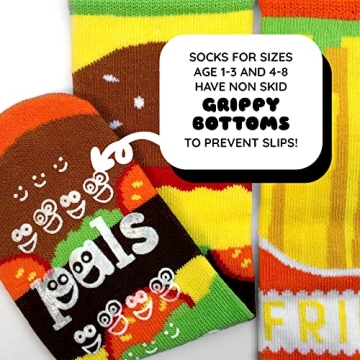 Pals Burgers & Fries Kids Crew Socks Non-Slip Fun