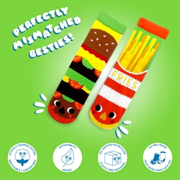 Pals Burgers & Fries Kids Crew Socks Non-Slip Fun