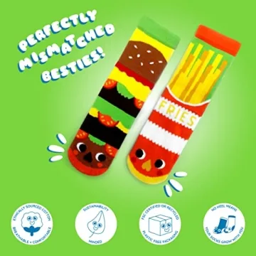 Pals Burgers & Fries Kids Crew Socks Non-Slip Fun