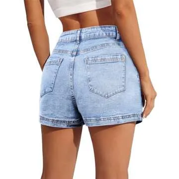 BISUAL Denim Skort for Women High Waist Mini Denim Skirt Casual Stretch Women Jean Skirt with Pockets
