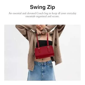 Elegant COACH Swing Zip Handbag in Ruby for Everyday Use