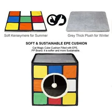 LUCKITTY Cat Condo with Fluffy Ball, Foldable, Large Cave