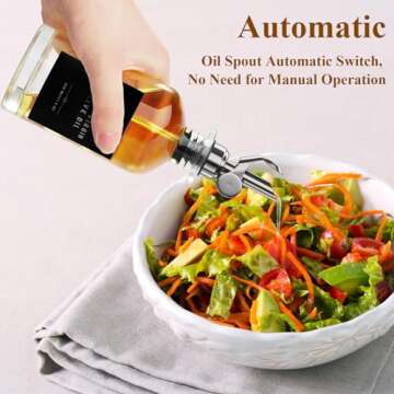 Olive Oil Dispenser Bottle with Bamboo Tray, GIXSEGIE Oil and Vinegar Dispenser Set w.Metal Pour Spout, Coffee Syrup Dispenser, Olive Oil Cruet Cooking Oil Dispenser, Oil Container Bottles for Kitchen