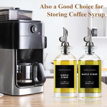 Olive Oil Dispenser Bottle with Bamboo Tray, GIXSEGIE Oil and Vinegar Dispenser Set w.Metal Pour Spout, Coffee Syrup Dispenser, Olive Oil Cruet Cooking Oil Dispenser, Oil Container Bottles for Kitchen