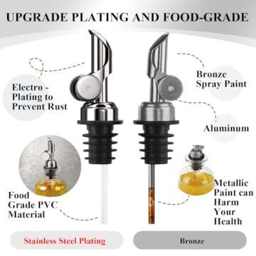 Olive Oil Dispenser Bottle with Bamboo Tray, GIXSEGIE Oil and Vinegar Dispenser Set w.Metal Pour Spout, Coffee Syrup Dispenser, Olive Oil Cruet Cooking Oil Dispenser, Oil Container Bottles for Kitchen