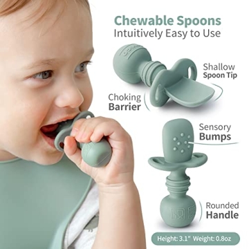 SAMiGO Silicone Baby Spoons for Safe Self-Feeding 6+