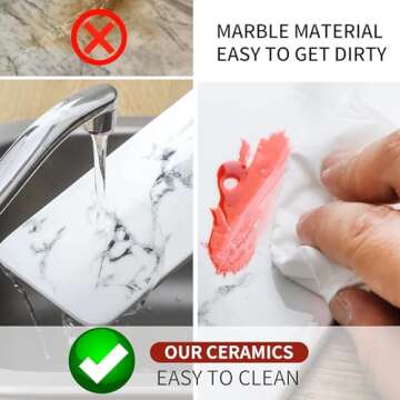 Dobbyby Bathroom Organizer Countertop Perfume Organizer Makeup Organizer Cosmetics Storage Display Rack Vanity Tray Dresser Stainless Steel Gold Shelf White Marble Ceramic Tray (L-Gold)