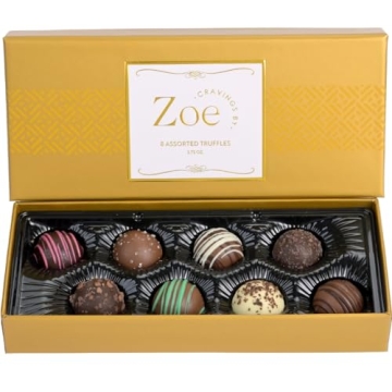 CRAVINGS BY ZOE Chocolate Truffle Gift Box | 8 Count | Assorted Gourmet Milk & Dark Chocolate Candy ...