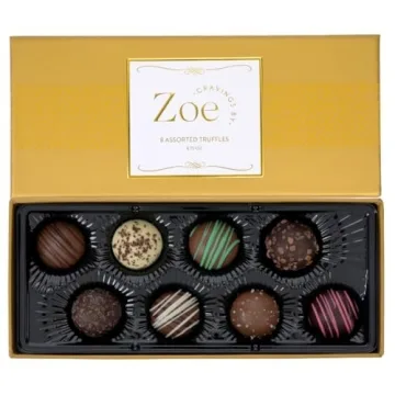 CRAVINGS BY ZOE Chocolate Truffle Gift Box | 8 Count | Assorted Gourmet Milk & Dark Chocolate Candy Food Gift Basket Christmas, Birthday, Get Well, Holiday, Thank You Men Women Mom Dad Family Him Her