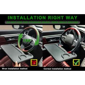 Steering Wheel Tray, Car Table Tray, Steering Wheel Desk for Laptop and Vehicle Seat Mount Notebook Laptop Eating Desk,car Trays for Eating Black