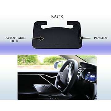 Steering Wheel Tray, Car Table Tray, Steering Wheel Desk for Laptop and Vehicle Seat Mount Notebook Laptop Eating Desk,car Trays for Eating Black