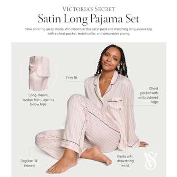 Victoria's Secret Fashion Show '24 Women's Glazed Satin Long Pajama Set (XS-XXL)