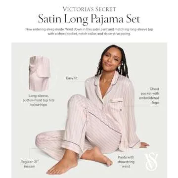 Victoria's Secret Fashion Show '24 Women's Glazed Satin Long Pajama Set (XS-XXL)