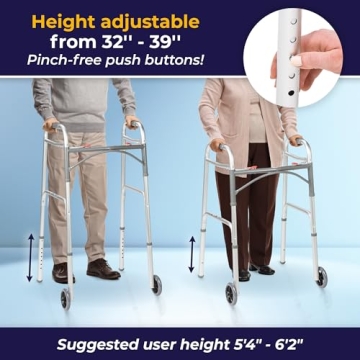 Drive Medical Adjustable Folding Walker for Easy Mobility