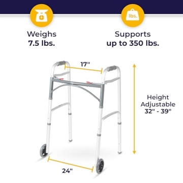 Drive Medical Adjustable Folding Walker for Easy Mobility