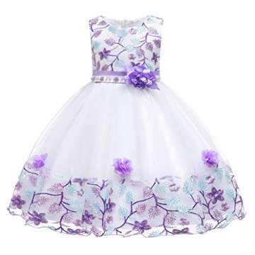 6M-10T Flower Girls Dresses Children Pageant Party New Year Performance A Line Dress 4T 5 Years(Purp...