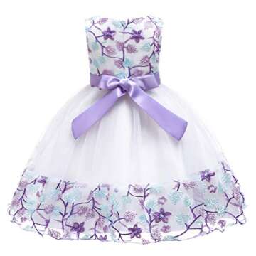 6M-10T Flower Girls Dresses Children Pageant Party New Year Performance A Line Dress 4T 5 Years(Purple,120)